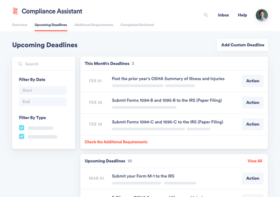 Zenefits custom deadlines