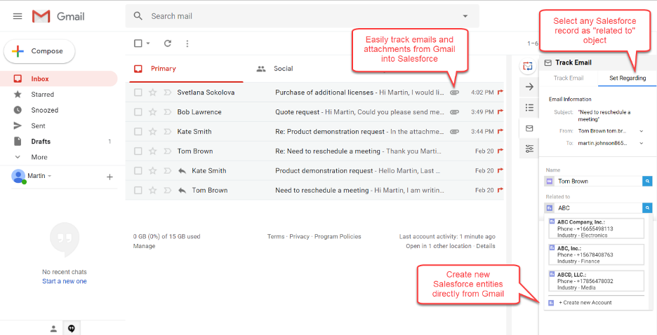 Salesforce CRM Gmail integration
