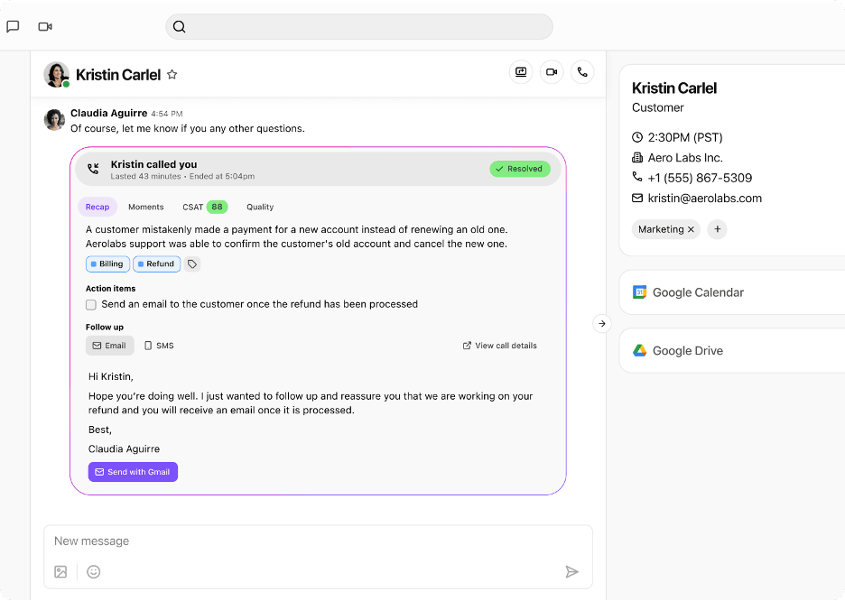 Dialpad AI-generated call summaries