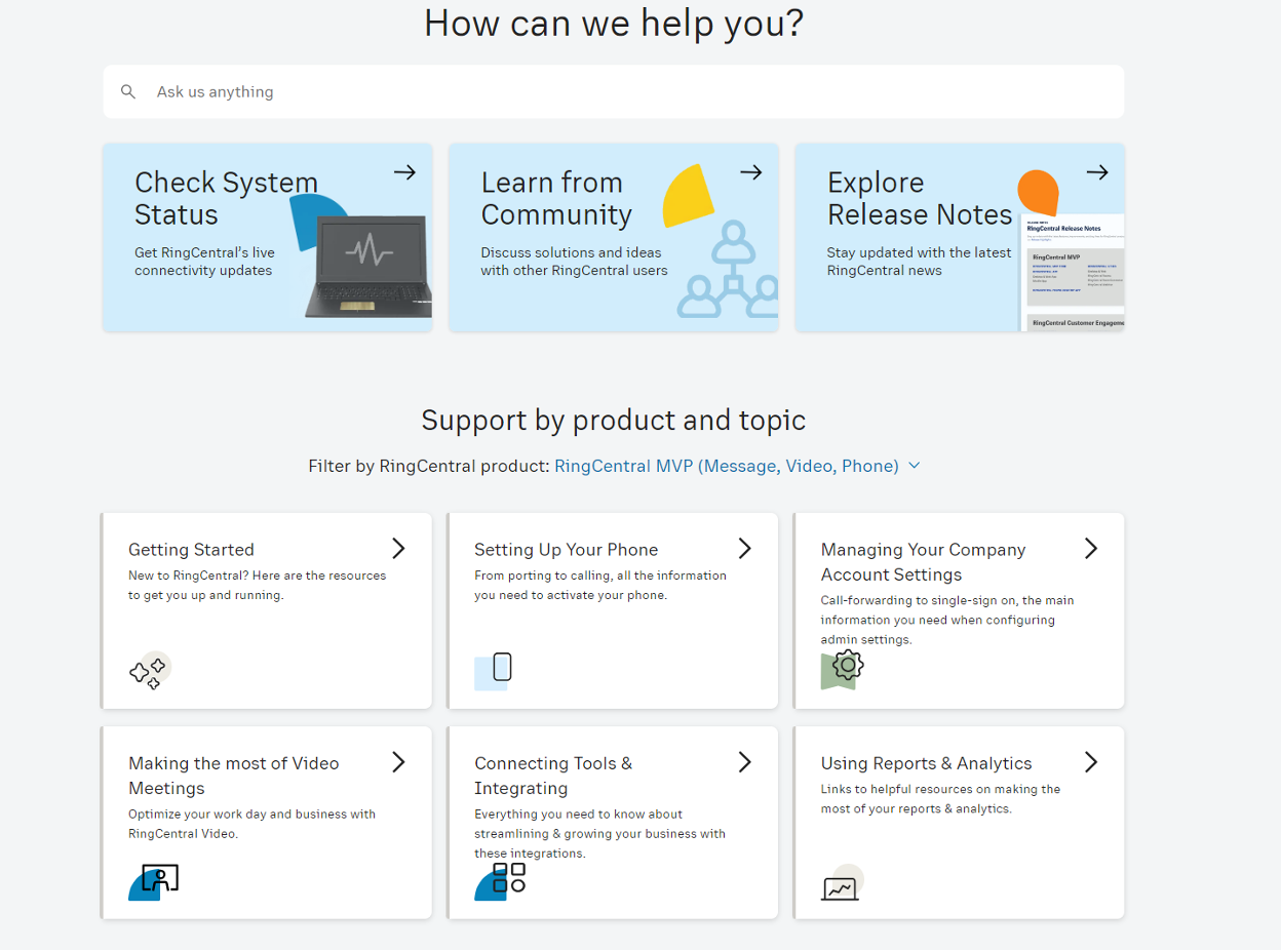 Ringcentral self-service