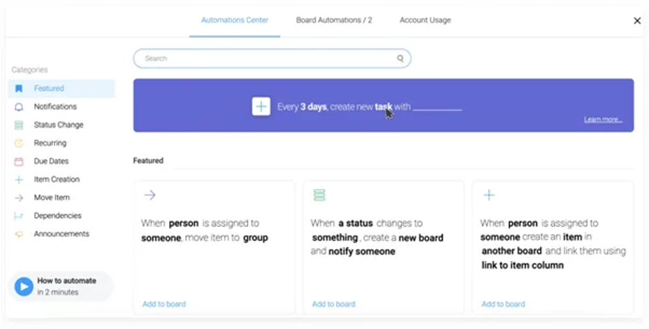 monday CRM workflow automations