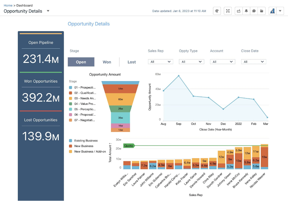 Salesforce CRM custom dashboard