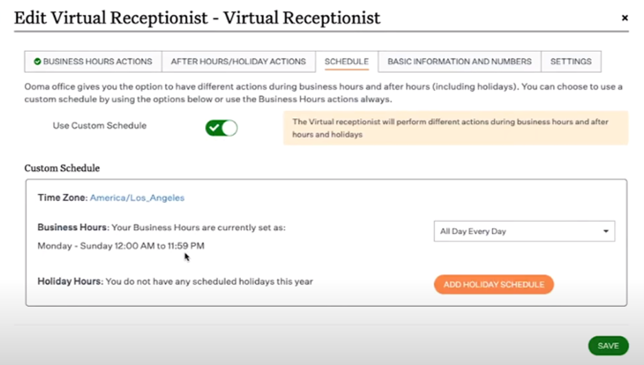 Ooma virtual receptionist