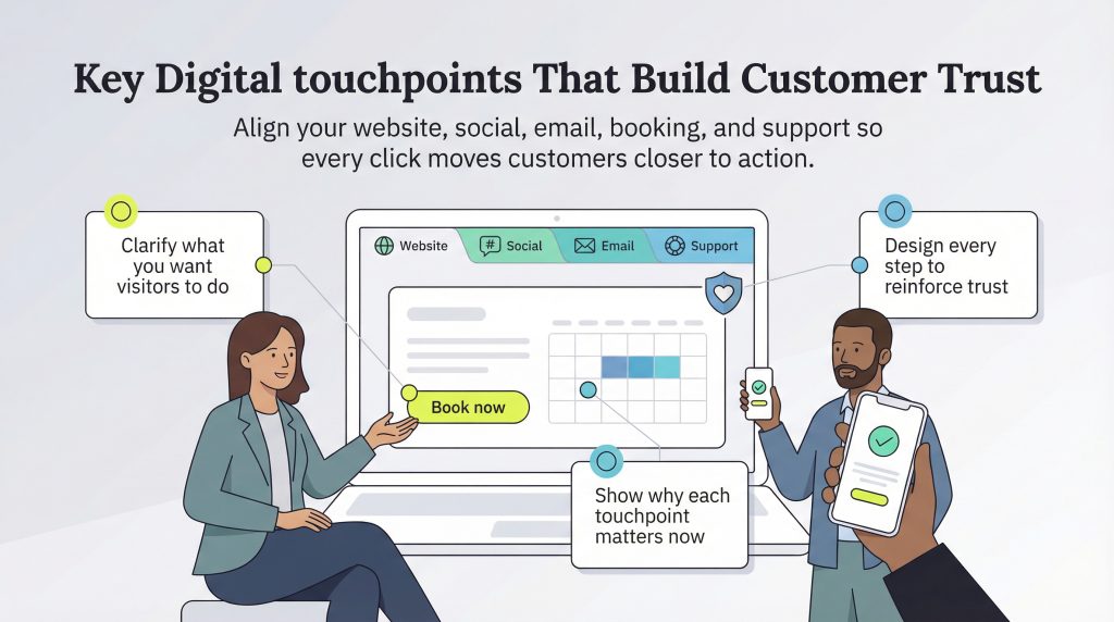 customers interacting seamlessly with a brand through various digital channels